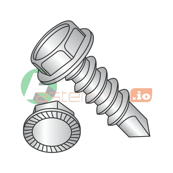 Newport Fasteners Self-Drilling Screw, #14 x 1-1/2 in, Plain 18-8 Stainless Steel Flange Hex Head External Hex Drive 868319 - main
